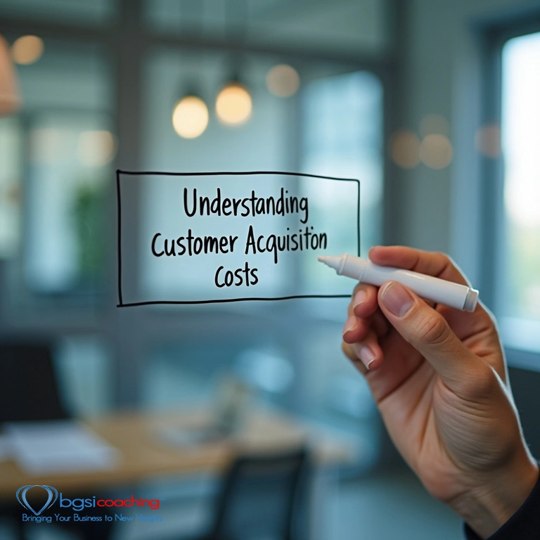 understanding customer acquisition costs | BGSICoaching | Hand writing on glass | AI-generated