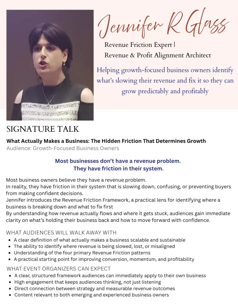 Jennifer R Glass - Speaker Media Kit - page 1